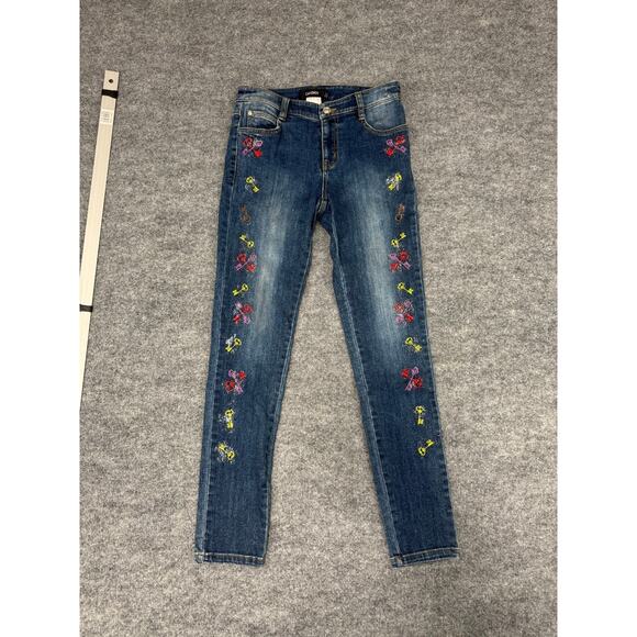 No Brand Denim - Candace Women's Embroidered Jeans Size 9 Skinny Fit Vintage Y2K Rainbow Key
